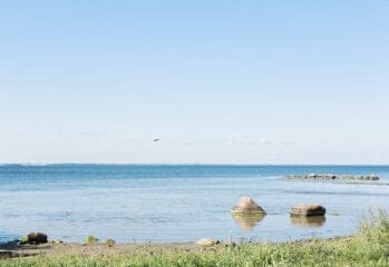 vy över hav med strand