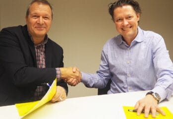 Lennart Lundin, chef på Arbetsförmedlingens arbetsgivarcenter i Stockholm och Fredrik Gren, VD Ambea