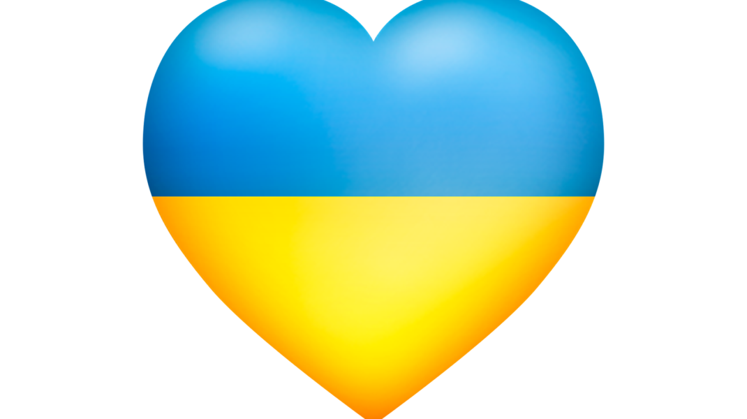hjärta i blått och gul som Ukrainas flagga