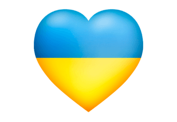 hjärta i blått och gul som Ukrainas flagga